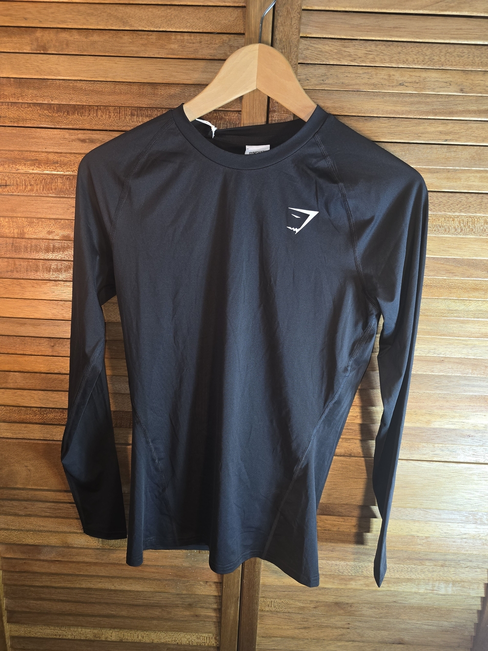 Gymshark Black Long-Sleeve Training Top with White Logo